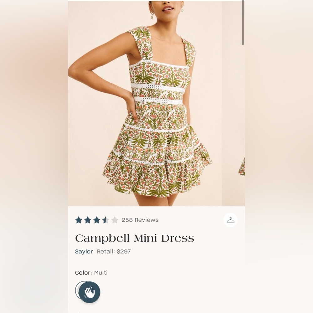 SAYLOR Green and Pink Floral Tiered Mini Dress